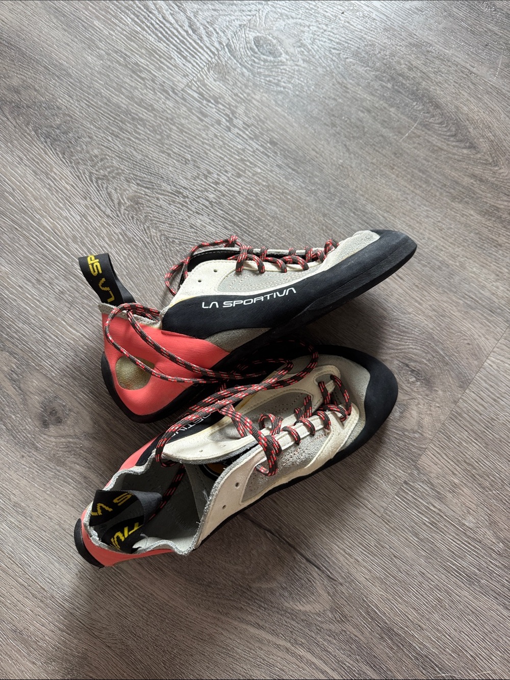 La Sportiva Cream, Red & Black Lace-Up Climbing Shoes